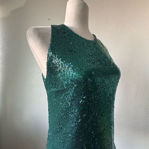 Imperial Green Sequin Tank Top Dressy Lined Party SZ S - Picture 9 of 13